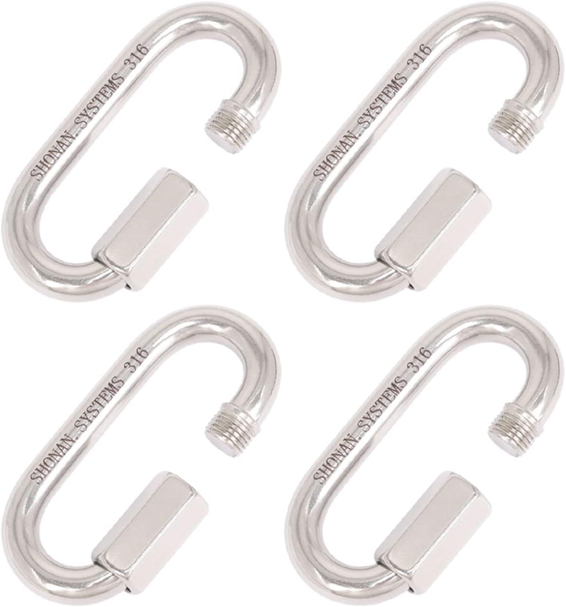 SHONAN Heavy Duty Marine Chain Quick Links, Stainless Steel Chain Connectors, Corrosion Resistant Locking Carabiners