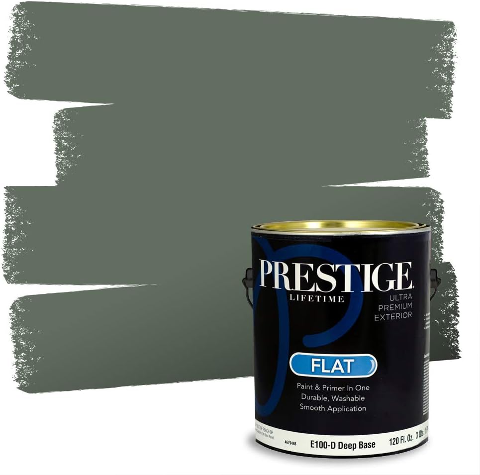 PRESTIGE Paints Exterior Paint and Primer In One, 1-Gallon, Flat, Comparable Match of Sherwin Williams* Coastal Plain*