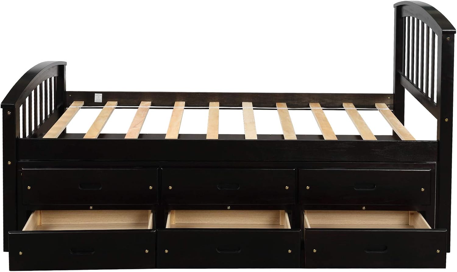 Harper & Bright Designs Twin Captain's Bed Storage Daybed with 6 Drawers for Kids Teens and Adults (Espresso)