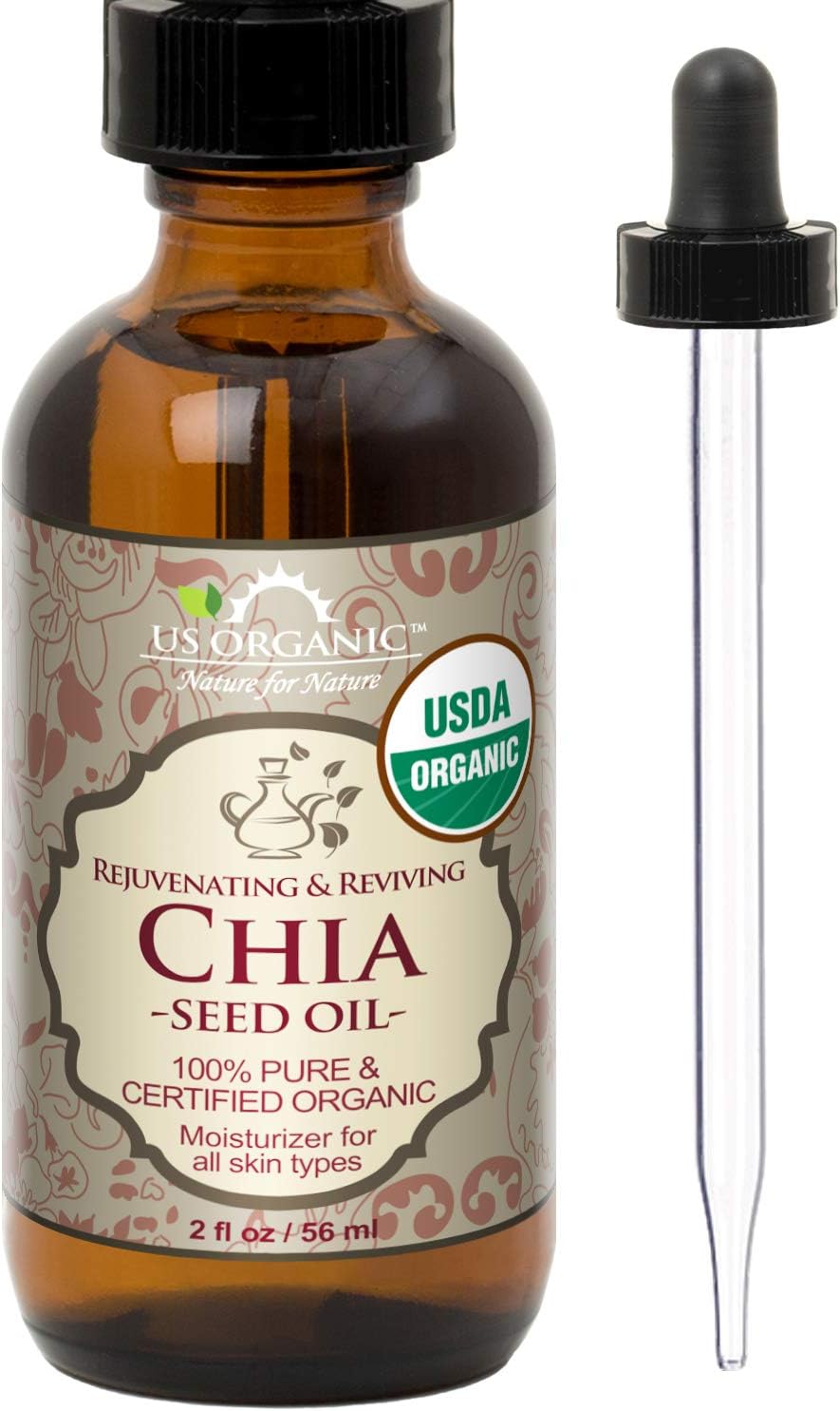US Organic Moroccan Argan Oil, USDA Certified Organic,100% Pure & Natural, Cold Pressed Virgin, Unrefined, 2 Oz in Amber Glass Bottle, for Hair treatment, Skin, Nail, Cuticle, Sourced from Morocco.
