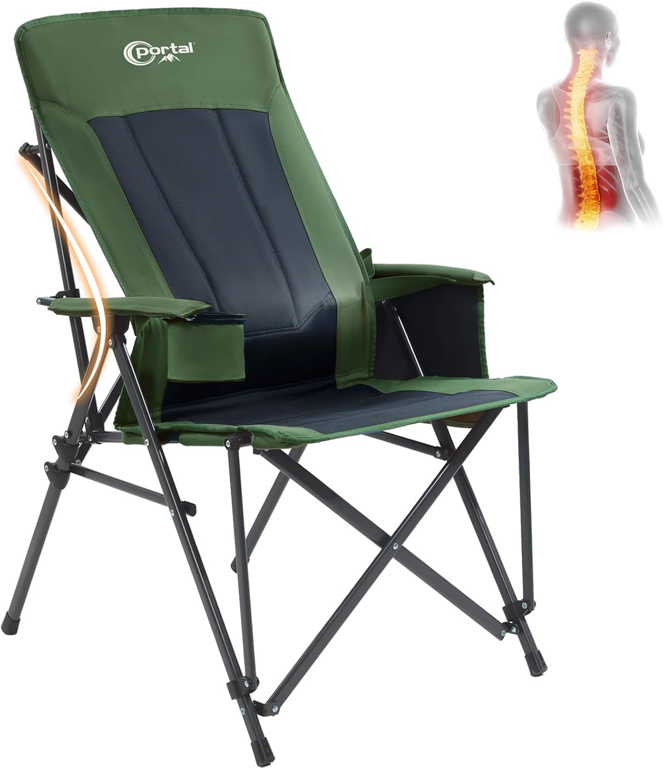 Portal Camping Chair with Lumbar Support for Adults Folding Portable High Back Oversized, 400LBS