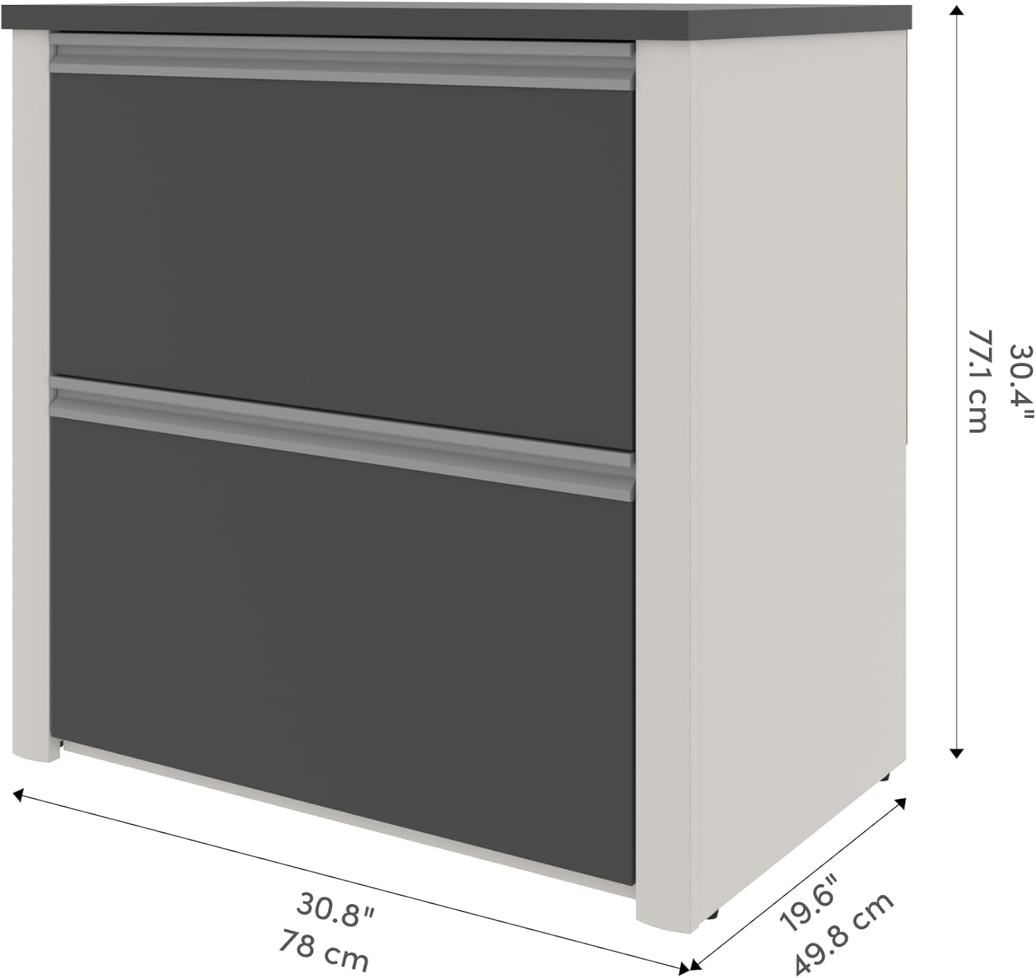 BESTAR Connexion Lateral File Drawer (Ready-to-Assemble), 30", Slate/Sandstone | Ready-to-Assemble; Adjustable leg levelers; ball-bearing drawer slides; Particle board construction