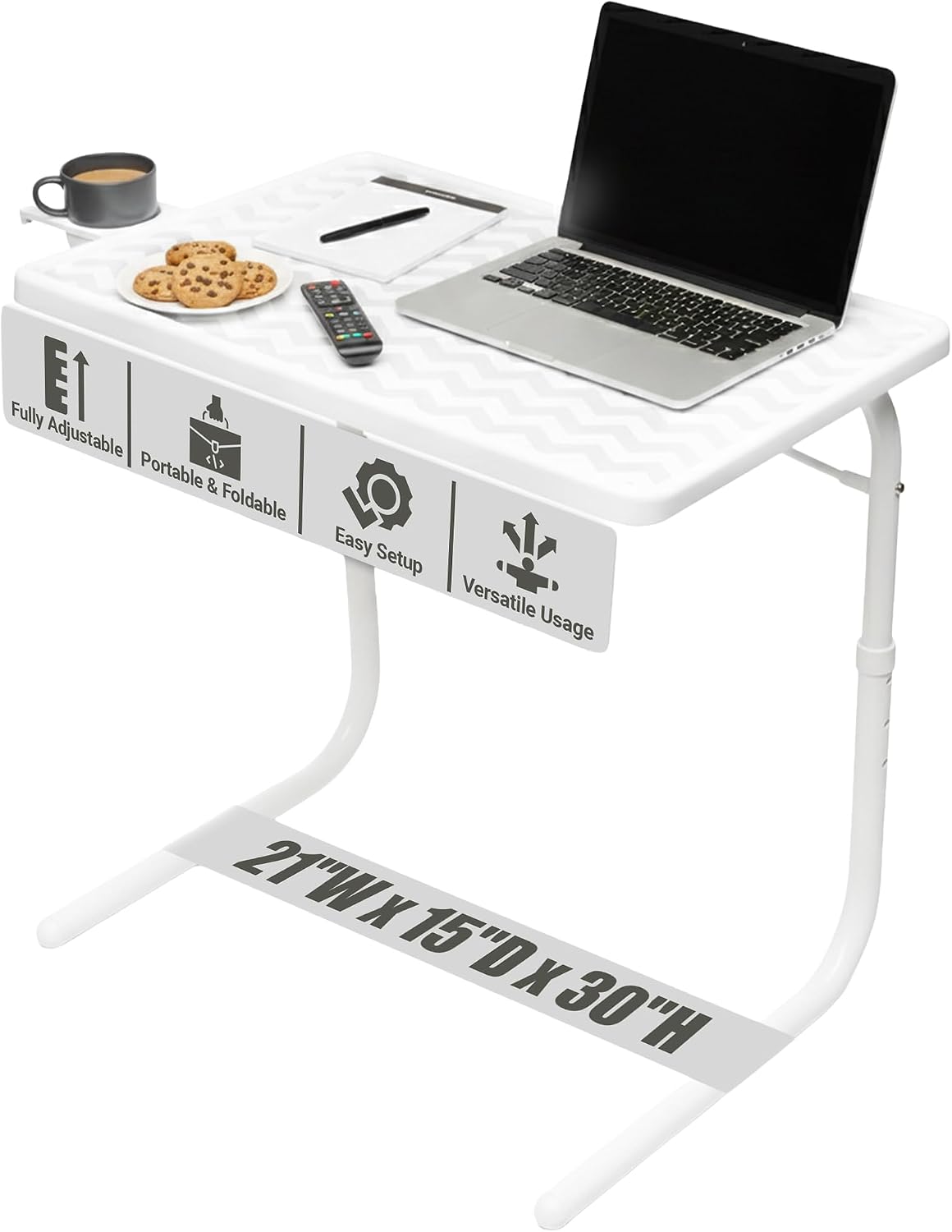 Table-Mate TV Tray Table | Portable Desk Folding Dinner Tray, Couch Table Trays for Eating Snack Food, Portable Laptop Desk, Bed Trays for Eating | Adjustable TV Trays with 3 Angles and Cup Holder