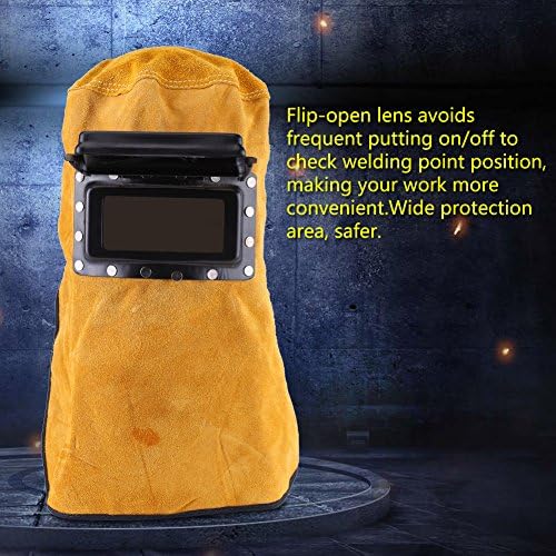 Welding Helmet, Heat Breathable Welding Mask with Lens, Leather Mask for MIG ARC Weld Hood Helmet
