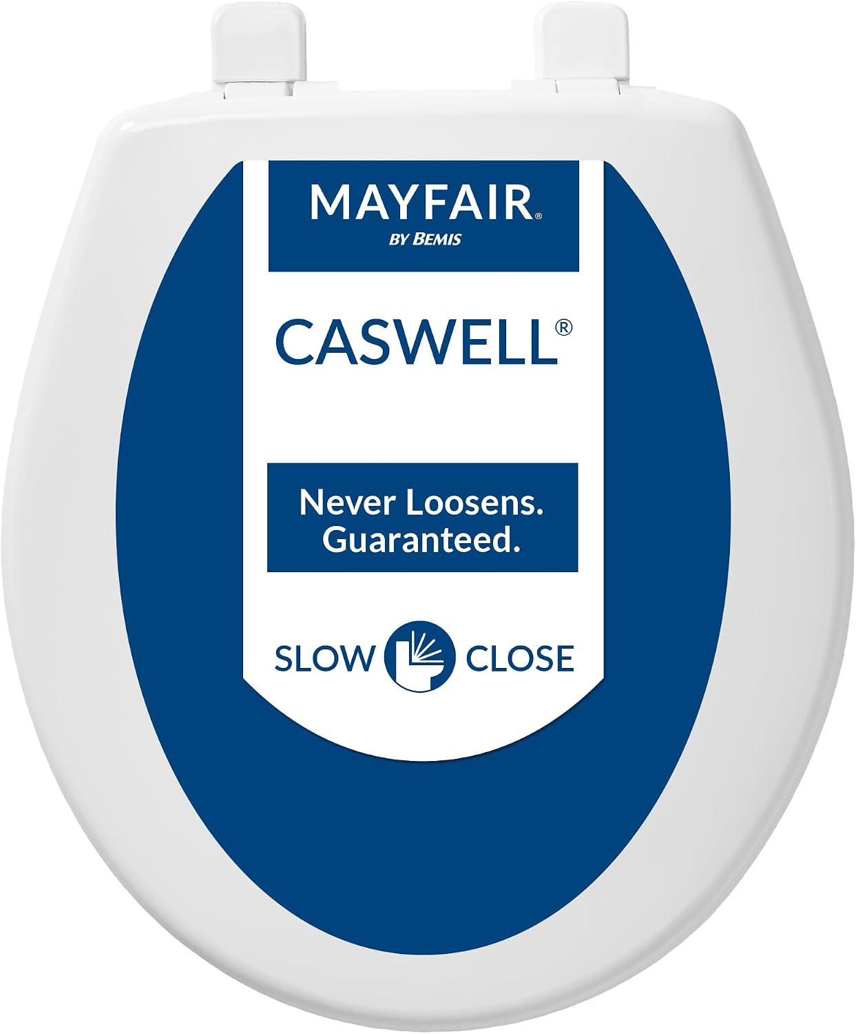 Mayfair Caswell Modern Slow Close Toilet Seat, Durable Plastic, Elongated, White