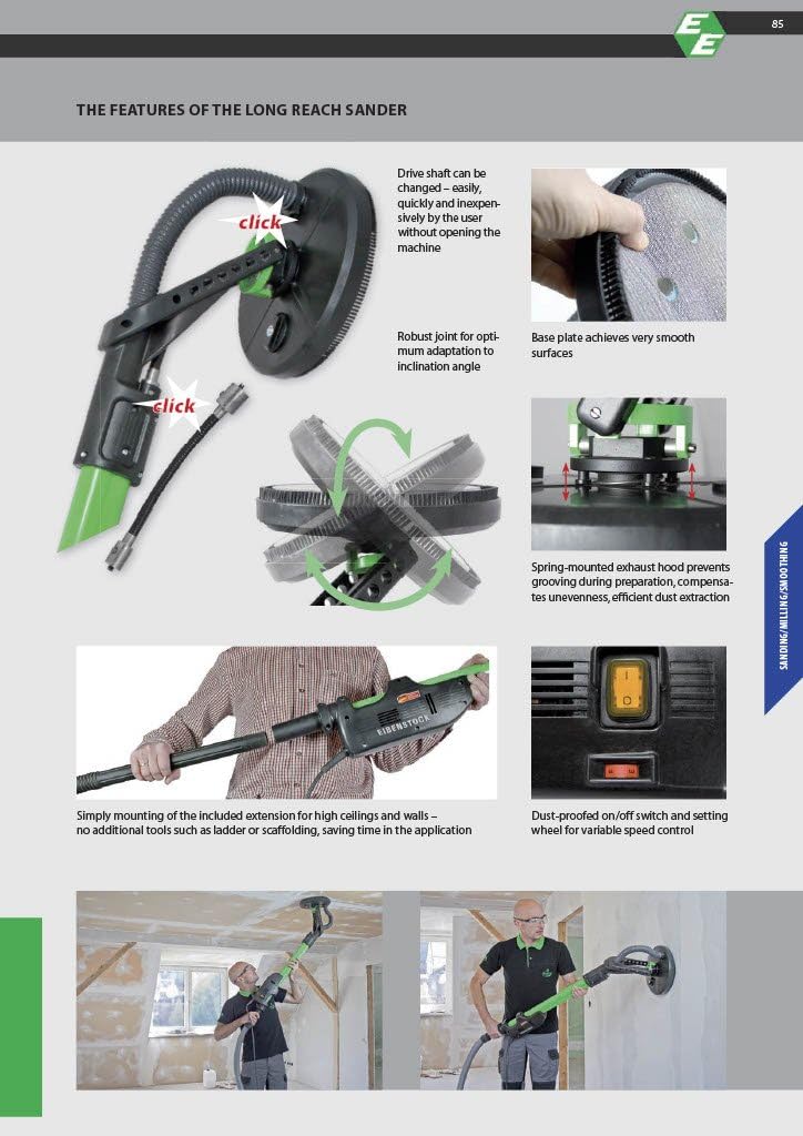 CS Unitec ELS 225.1 Long-Reach Drywall Sander, 9" Disc Diameter