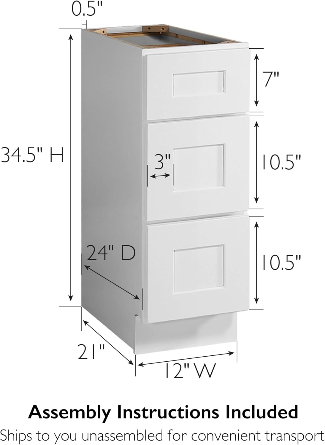 Brookings Shaker Unassembled Base Kitchen Cabinet B18, 18 W x 24 D x 34.5 H, Painted White with Sherwin Williams®, Solid Wood – Design House, 561340 | Adjustable Shelves, Adjustable Hinges, Floor Mount, Contemporary/Modern, Wood, Kitchen, 561340