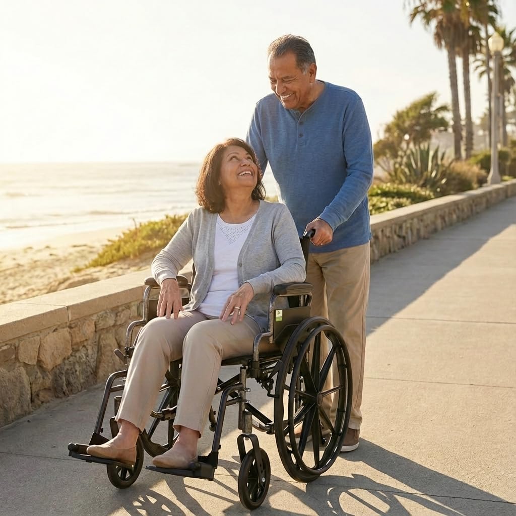 NOVA Lightweight Wheelchair with Flip Up Desk Arms (for Easy Transfer), Adjustable & Easy Release Footrests, Safety Anti-Tippers, Choose from 3 Seat Widths - 16”, 18”& 20”, Weighs only 32 lbs.
