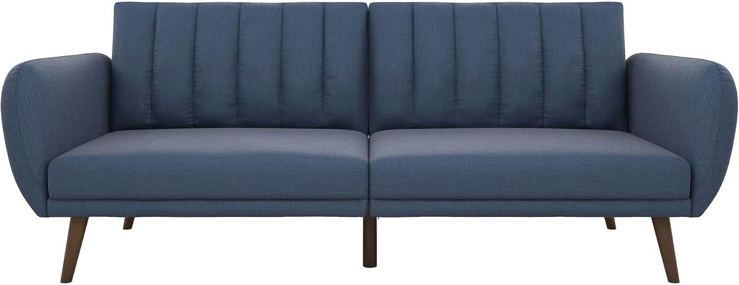 Novogratz Brittany Futon Sofa Bed and Couch Sleeper, Camel Faux Leather