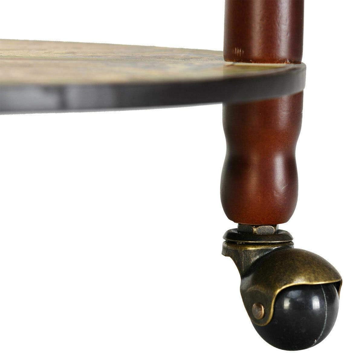 17" Wood Globe Wine Bar Stand Liquor Bottle Shelf Cart 16th Century Italian Rack
