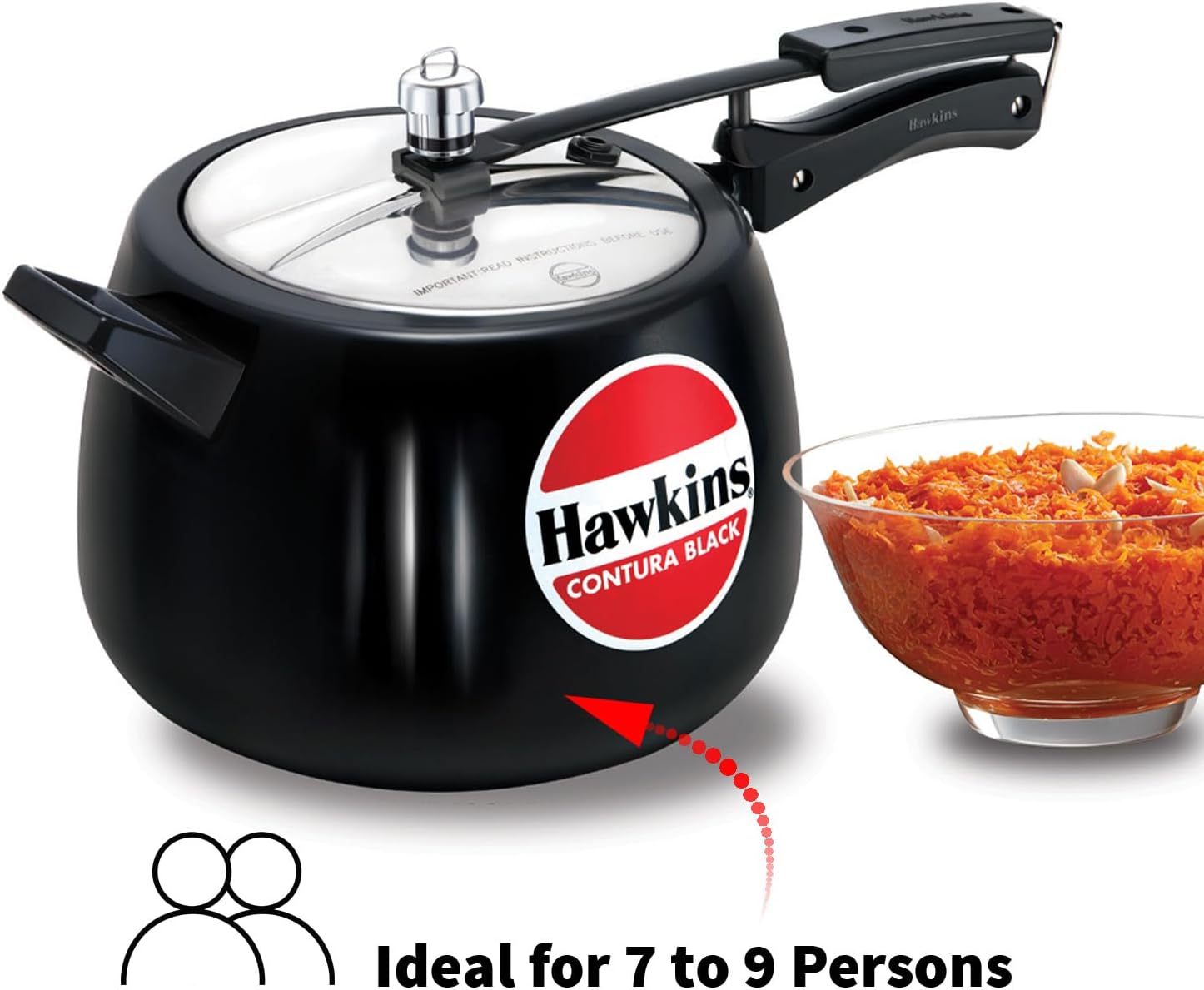 Hawkins 3.5 Litre Contura Black Pressure Cooker, Hard Anodised Inner Lid Cooker, Handi Cooker, Black (CB35)