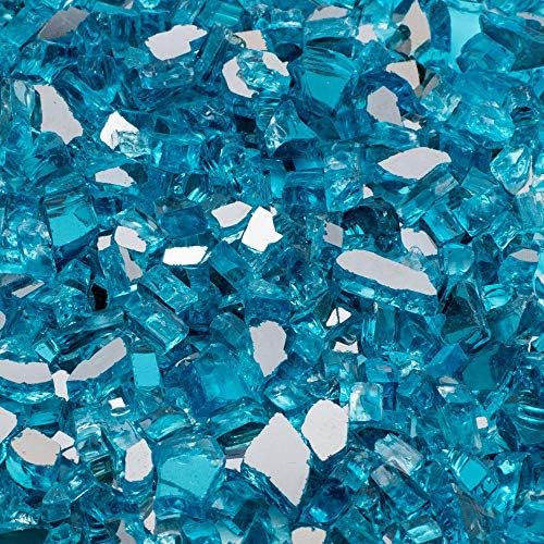 Margo Outdoor Living 20 lb 1/4" Caribbean Blue Reflective Fire Glass for Natural or Propane Fire Pit Fireplace Tempered Glass