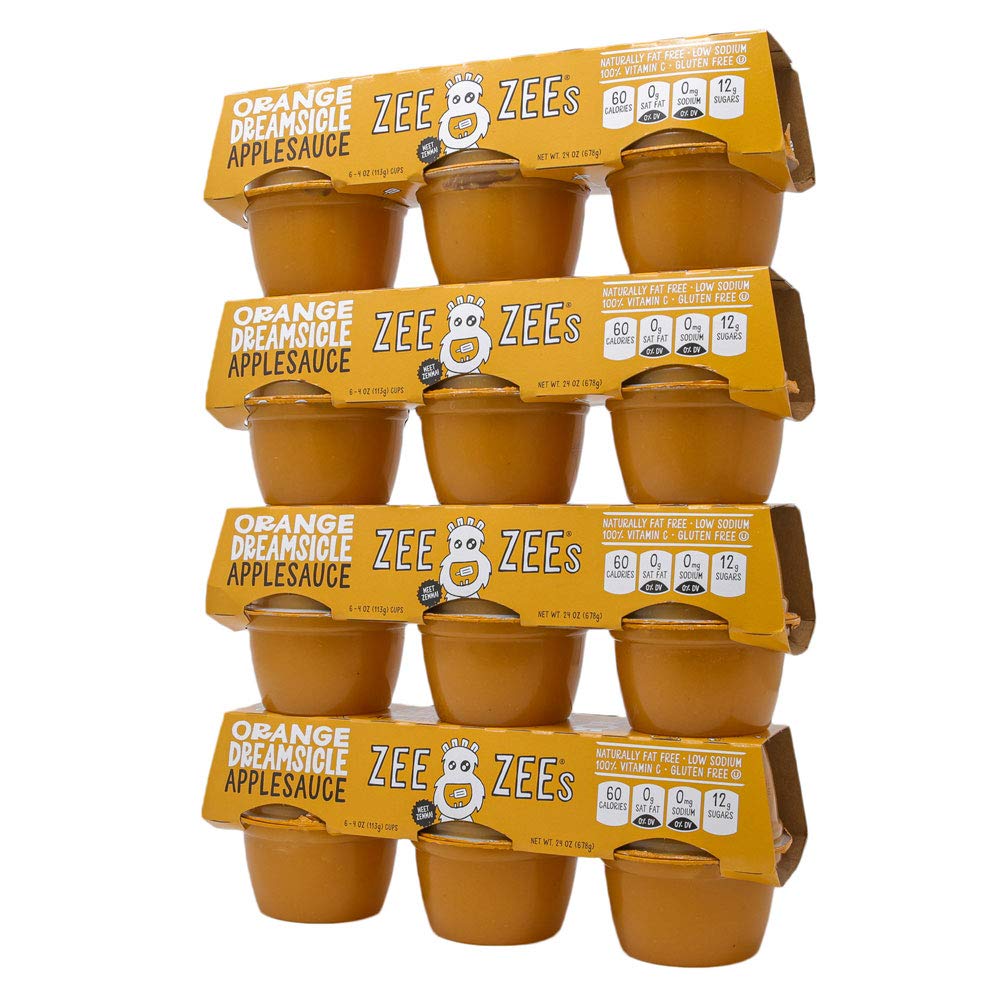 Zee Zees Mango Peach Applesauce Cups, Unsweetened, All Natural, No Sugar Added, 4 oz Cups, 24 pack