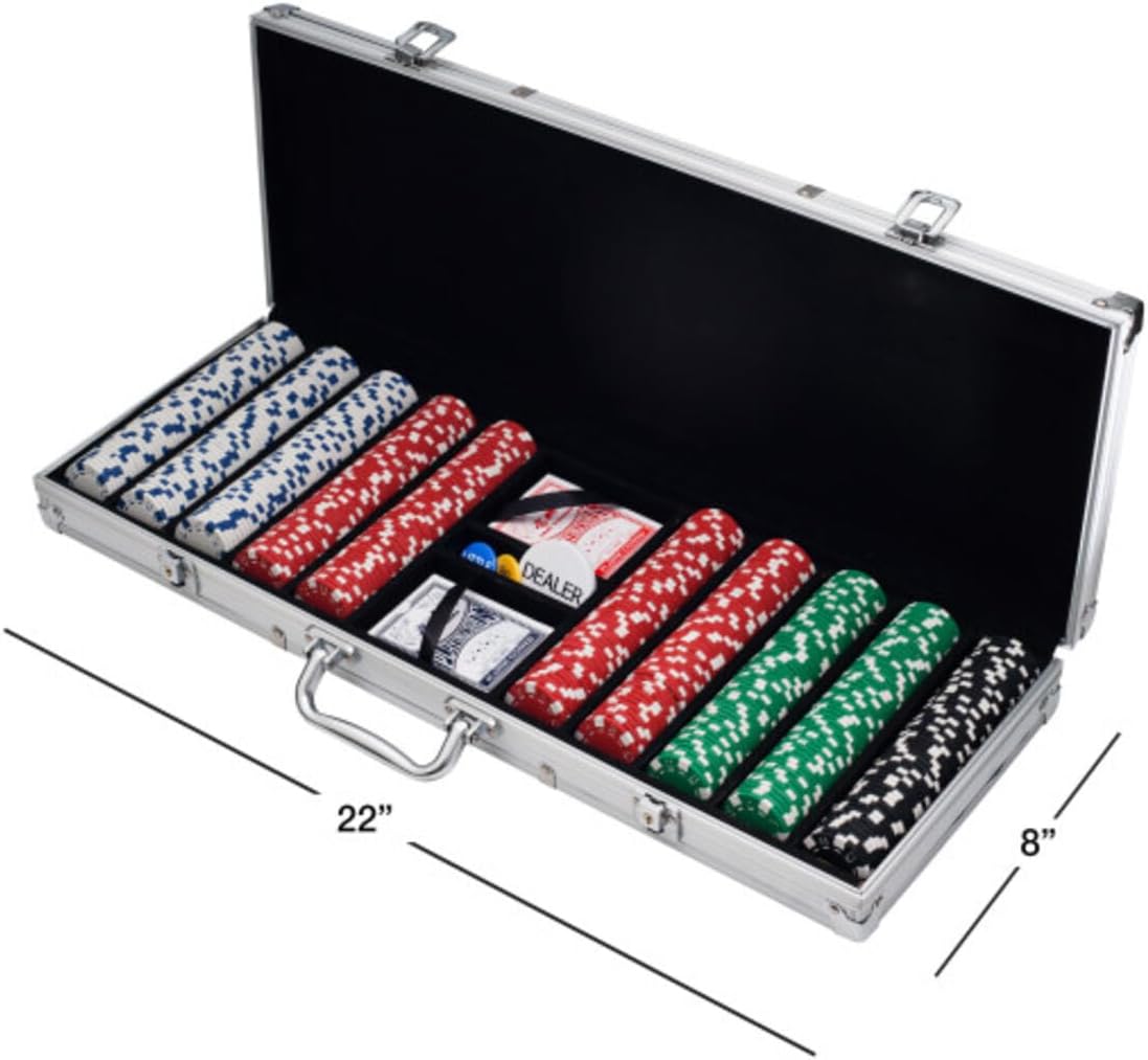 Poker Chip Set - 11.5g Poker Set with Cards, Buttons, Carrying Case, and 500 Poker Chips for Texas Hold'em and Blackjack Games by Trademark Poker
