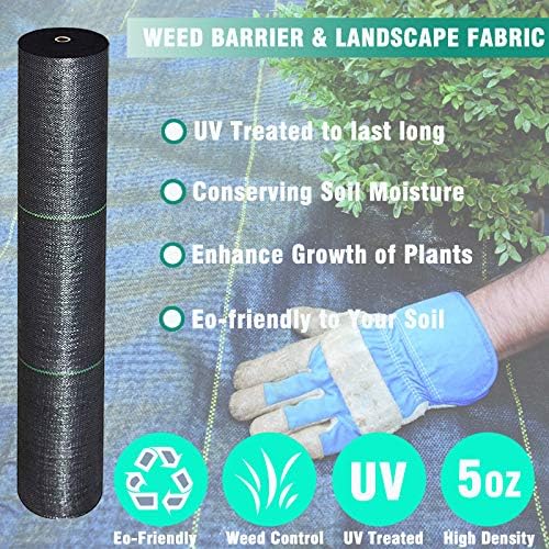 6FTx300FT Weed Barrier Landscape Fabric Heavy Duty 5oz Pro Ground Cover Mat