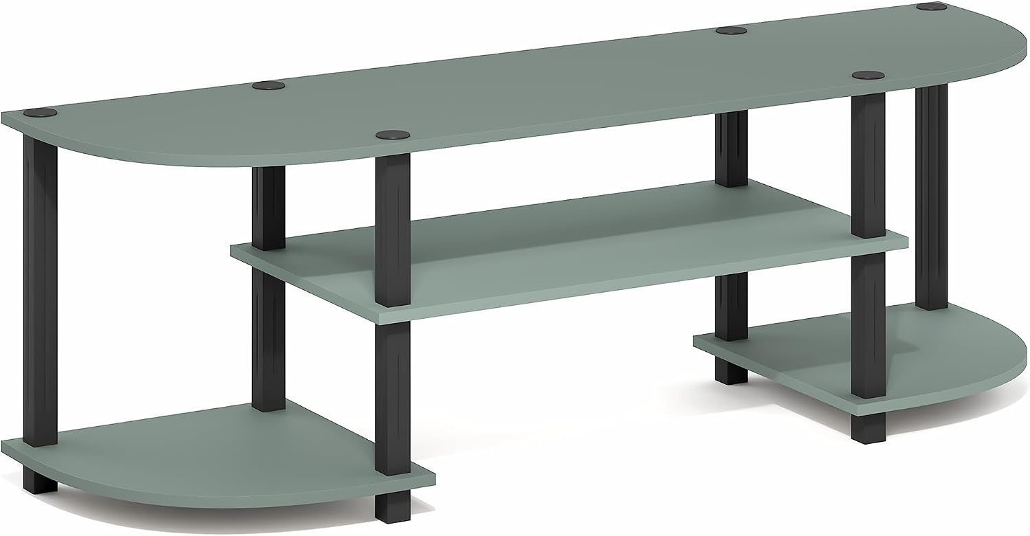 Furinno TURN-S-TUBE 3-Tier TV Stand for TVs up to 55 Inch, French Oak | Toolless Entertainment Center with Open Storage Shelves, Media Console Table with Soundbar Shelf for Living Room, Bedroom