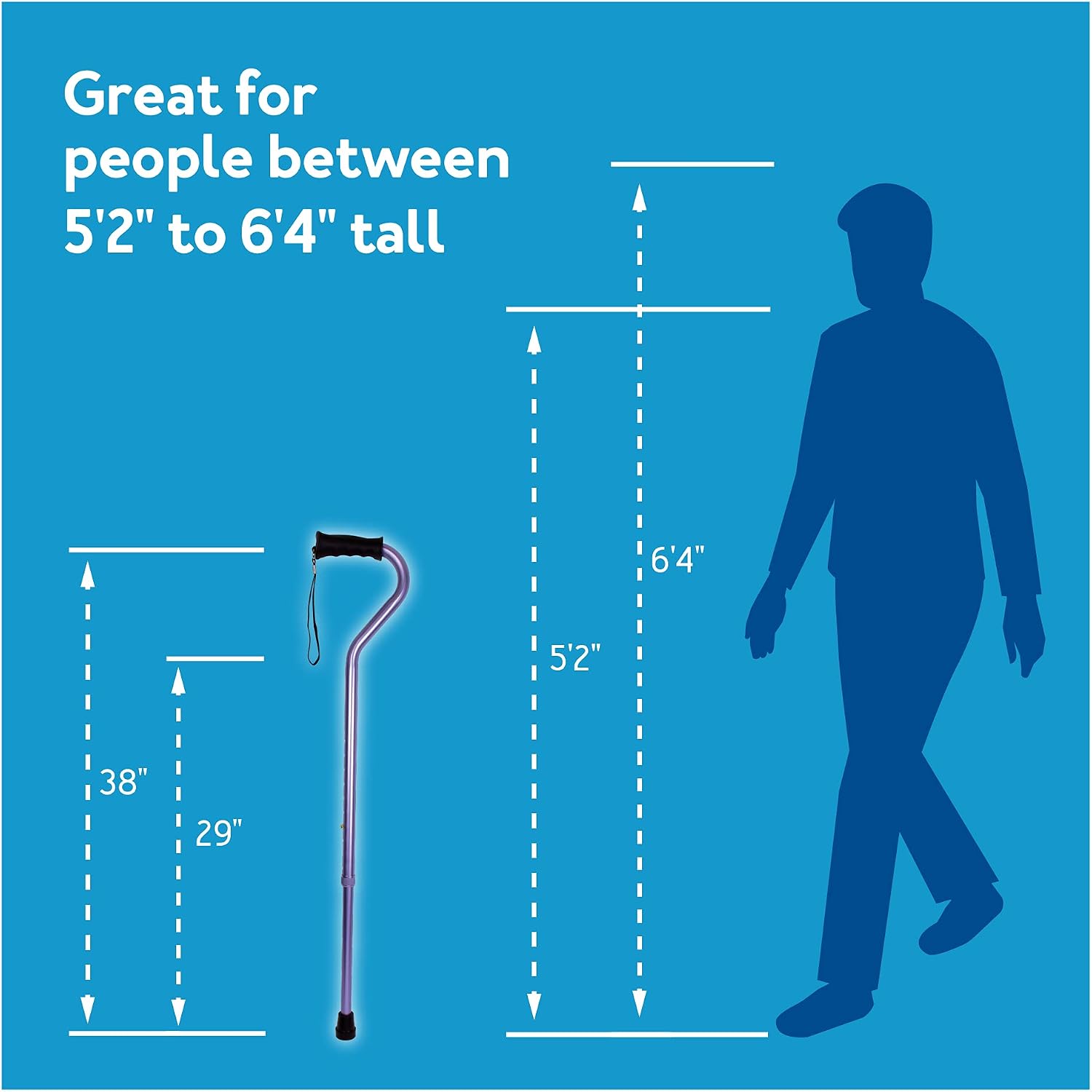 Carex Walking Cane with Soft Cushioned Handle - Adjustable Walking Cane for Men or Women - Black Cane