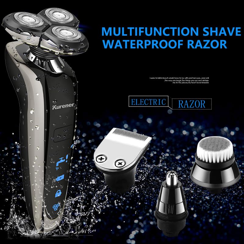 Kurener Electric Razor for Men 1250Series Washable, Powerful Motor