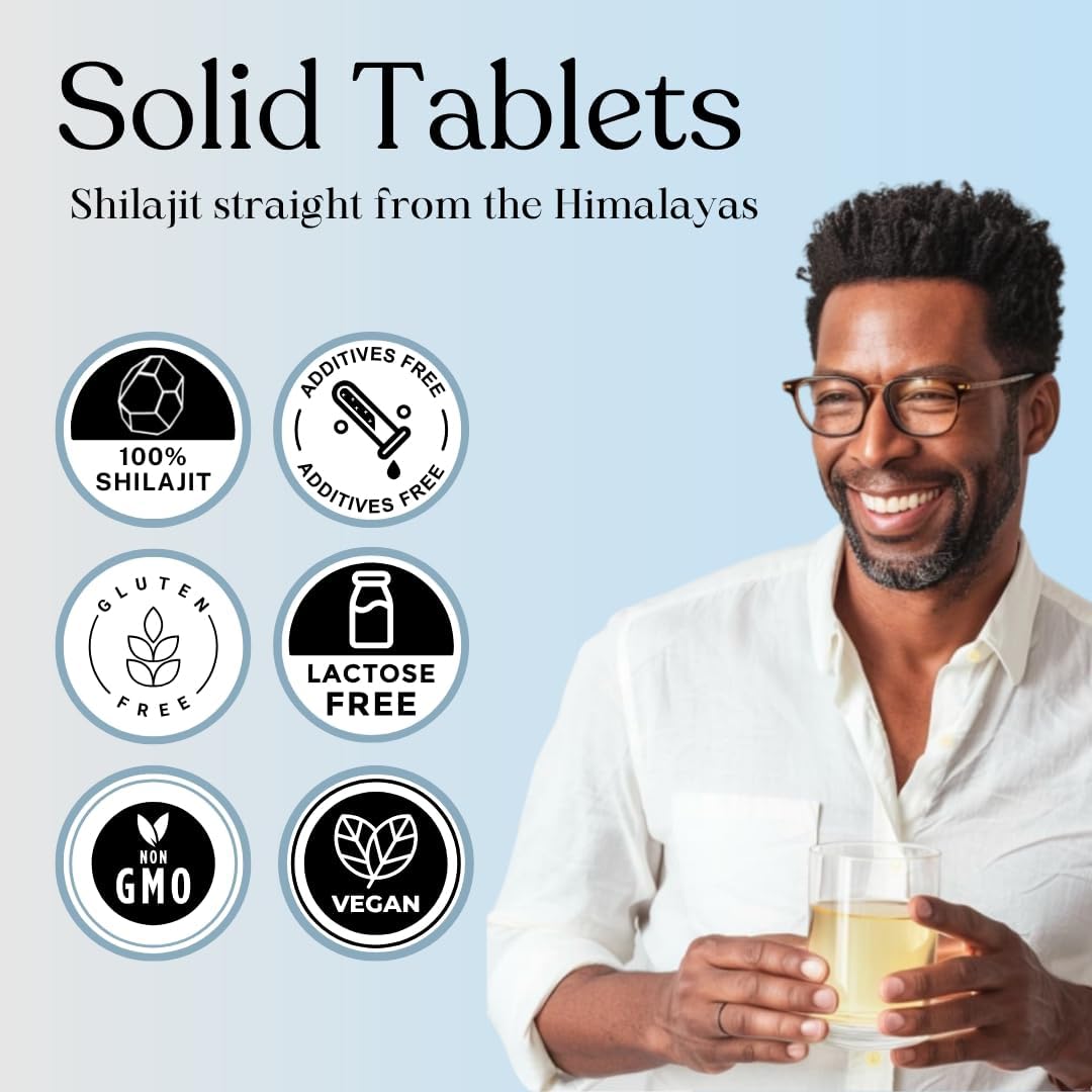Pure Himalayan Shilajit | 100% Pure Natural Shilajit Grade A Max Potency 85+ Trace Minerals & Fulvic Acid | 3rd Party US Lab Tested | Altai Tablets