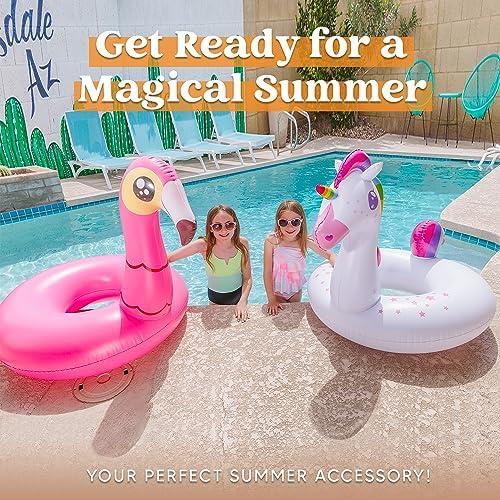 JOYIN 2-Pack Flamingo Unicorn Pool Float - Fun Floaties Inflatable Swimming Pool Tubes Toys Party Decorations