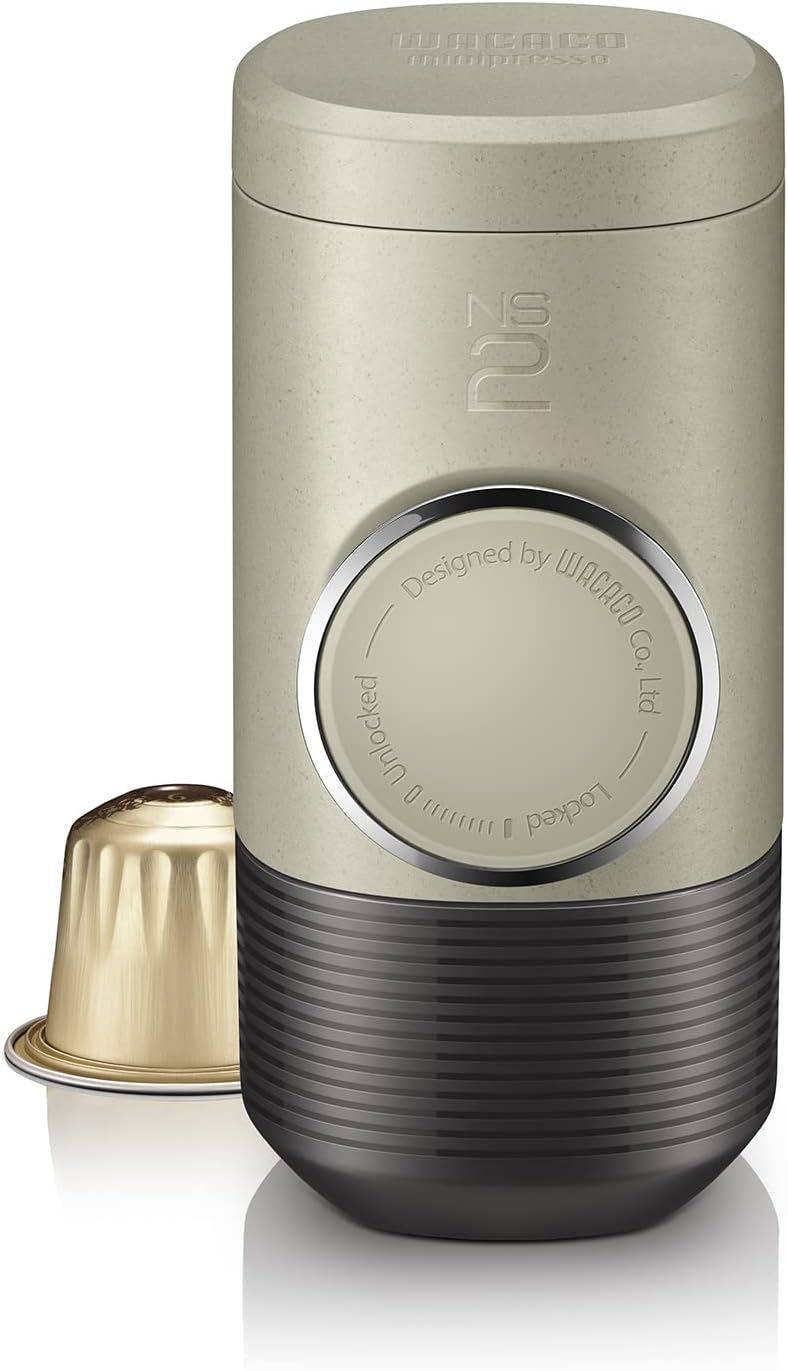 WACACO Minipresso NS, Portable Espresso Machine, Compatible Original NS Capsules, Travel Coffee Maker, Manually Operated from Piston Action