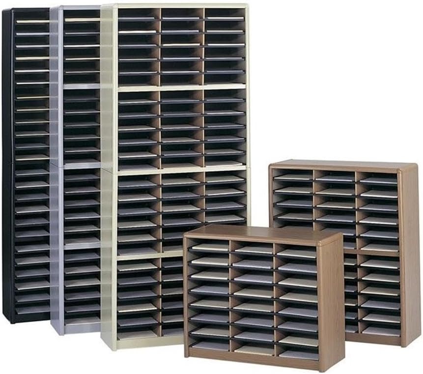 Scranton & Co Filing Cabinet, 72 Compartments, Black Finish, 75" Height, Contemporary Style Organizer for Home or Office Storage