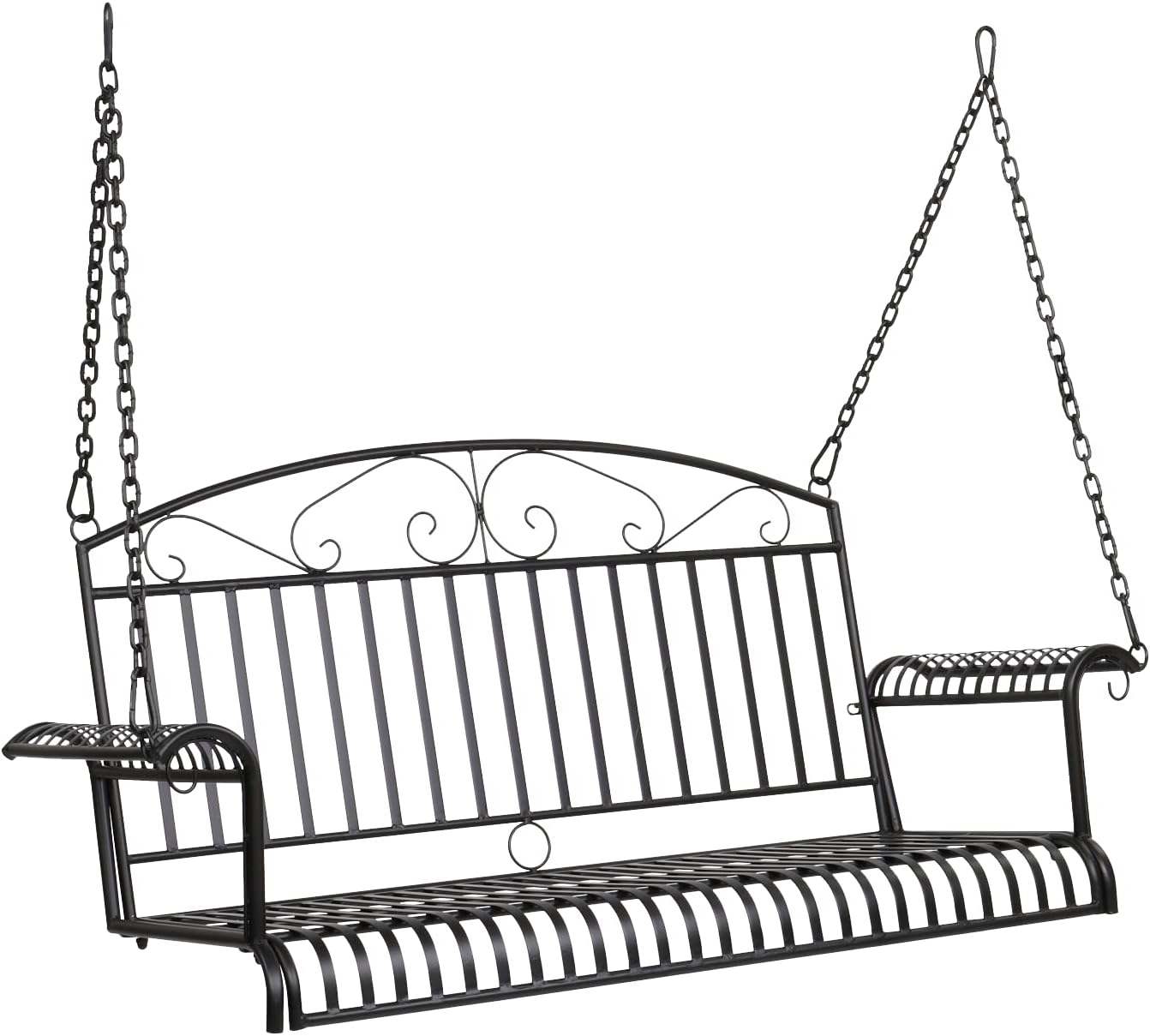VINGLI Heavy Duty Metal Porch Swing, 660 LBS Outdoor Swing Bench, Curved