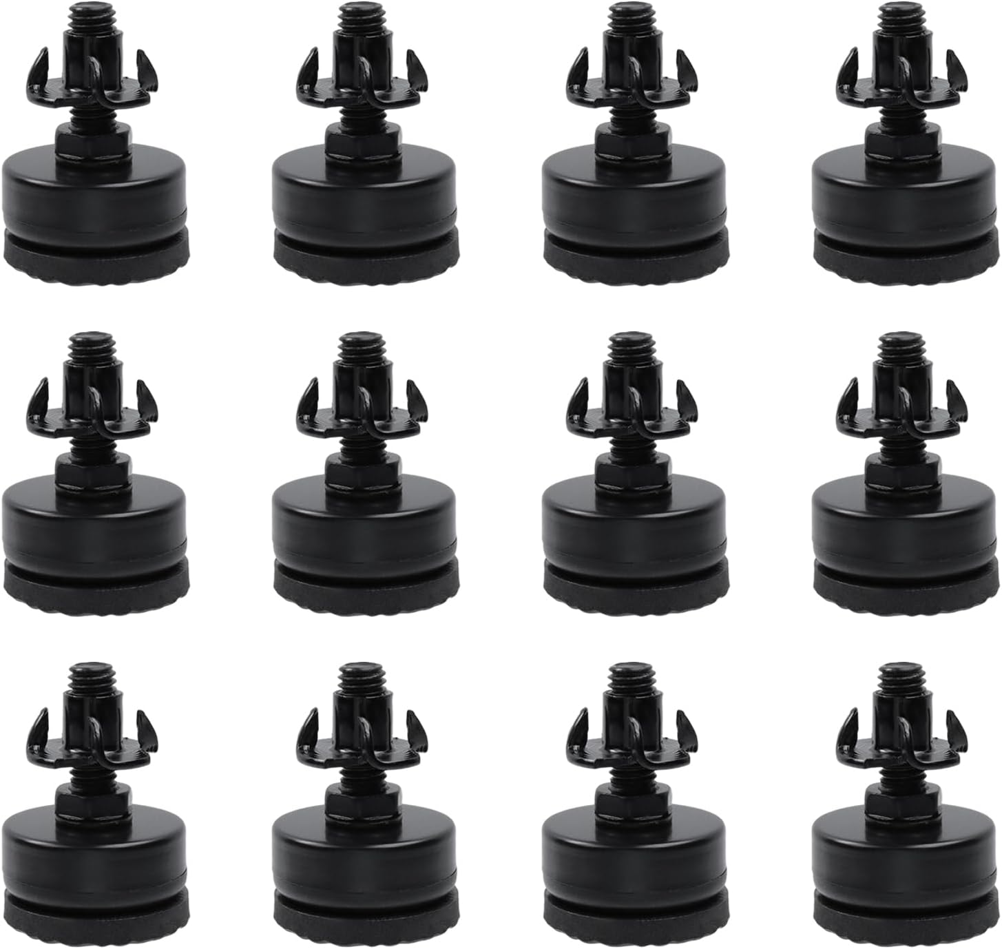 Antrader 4Pcs M8 x 2 Inch Steel Adjustable Leveling Feet,2 Inch Nylon Base | Reinforced Articulated Foot Cups for Furniture & Equipment,Anti-slip Dotted Rubber Base,Reduce Vibration & Protect Floors