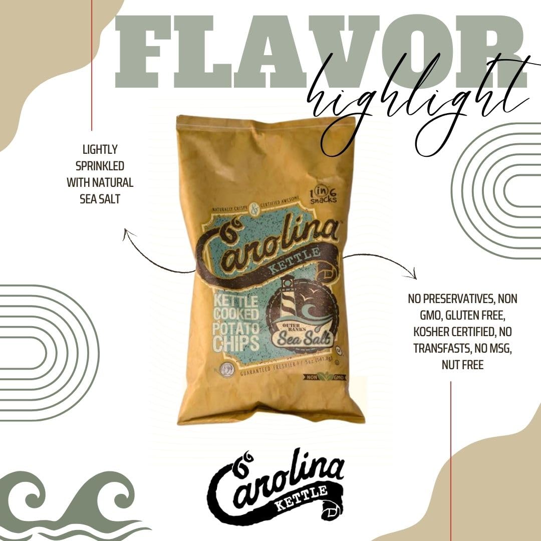 Carolina Kettle Chips | Kettle Cooked Potato Chips | Kosher - Gluten Free Chips Fit For Healthy School Snacks | With Irresistible Crunch and Bold