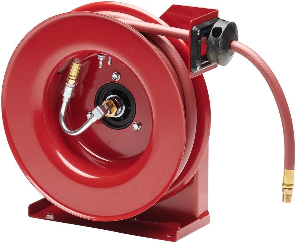 Reelcraft 4625 Premium Duty Spring Retractable Hose Reel, Made with Reinforced Steel, Long Life Drive Spring and Quiet Speed Latch, ⅜” x 25’