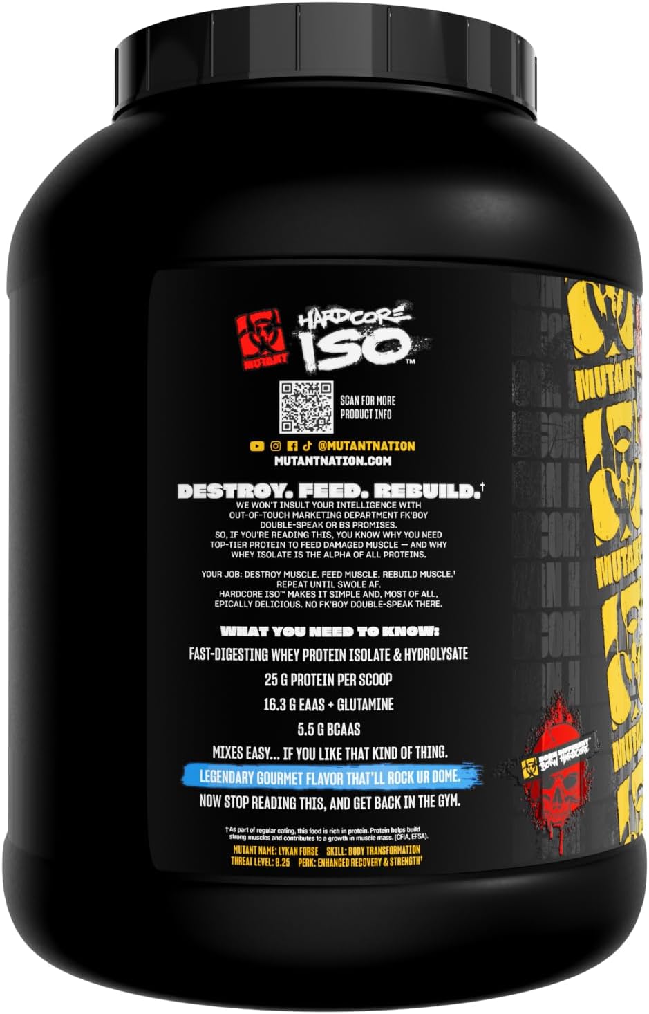 Mutant Hardcore ISO, Whey Protein Isolate, Strawberry Milkshake, 5 lb