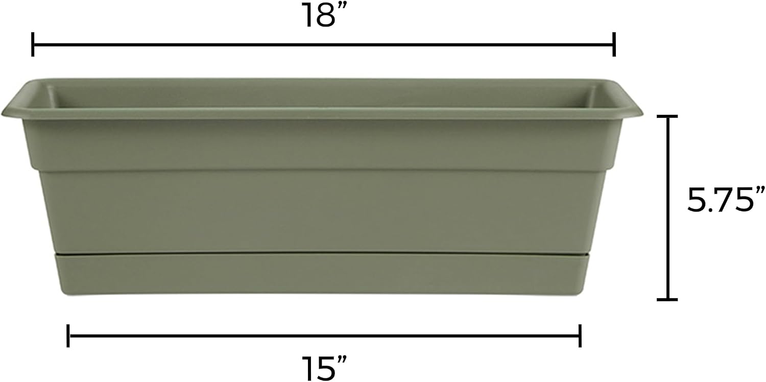 Bloem Dura Cotta Window Box Planter: 24" - Terra Cotta - with Tray, Weatherproof Resin Box, Removable Tray for Indoor & Outdoor Use, Gardening, 3 Gallon Capacity