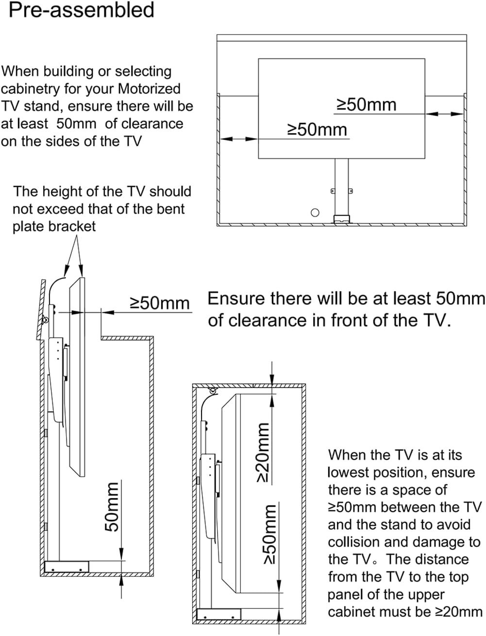 Motorized TV Stand for 32 to 70 inch Screens - Vertical Lift TV Stand with Remote Control, Max VESA 600 * 400（Pulley）