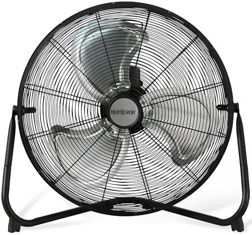 Hurricane Pro High Velocity Metal Blade Floor Fan, 3 Speeds, Black, 20in | Corded Electric Air Cooling Unit w/ 5300 CFM Airflow for Home, Greenhouses