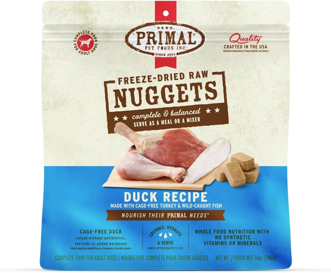 Primal Freeze Dried Raw Dog Food Nuggets, Beef, 14 oz | Complete & Balanced Nutrition, Meal, Topper or Treat, Grain-Free, High Protein, No Synthetic Vitamins & Minerals