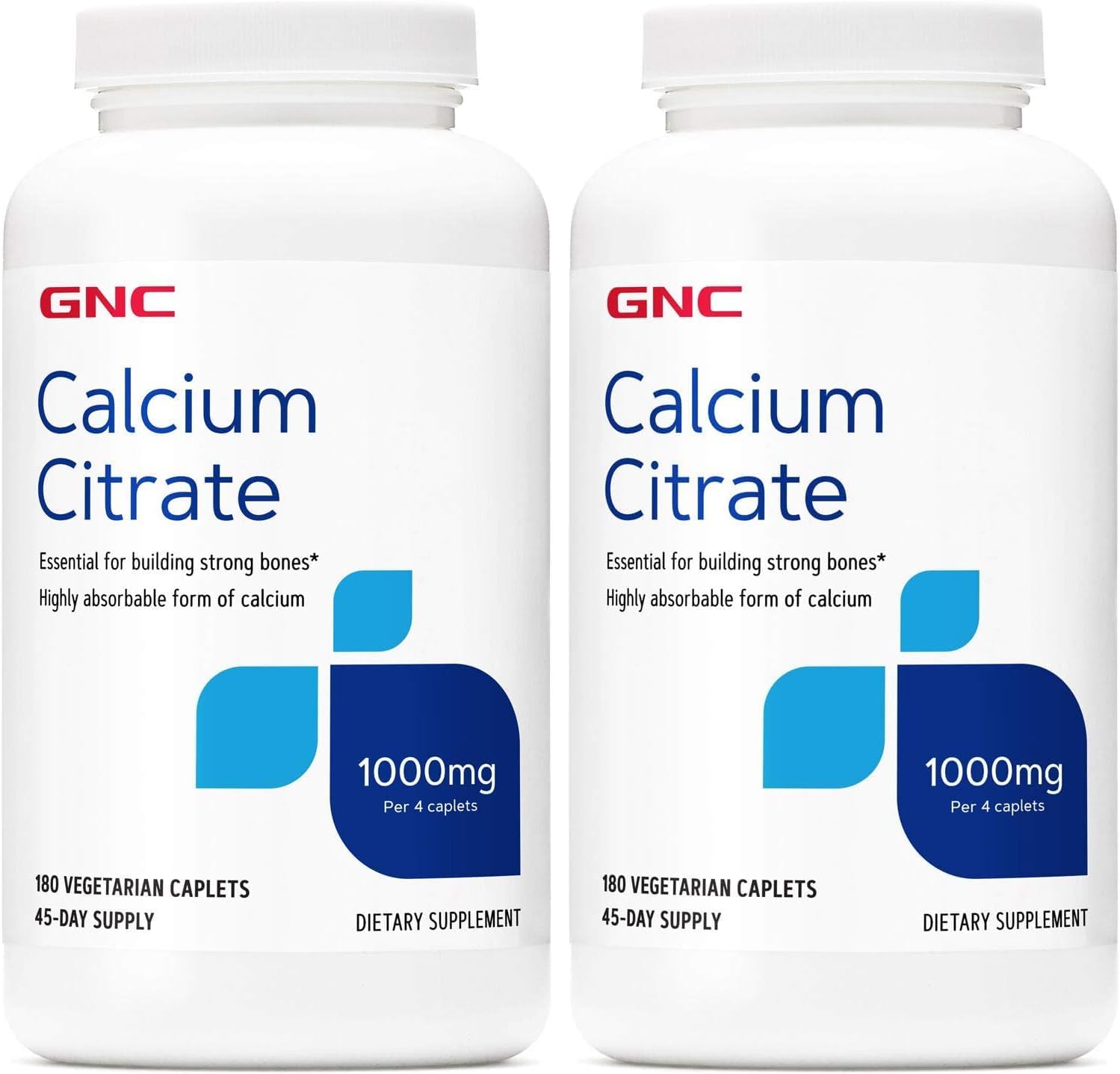 GNC Calcium Citrate 1000mg, Essential for Building Strong Bones, 180 Vegetarian Caplets