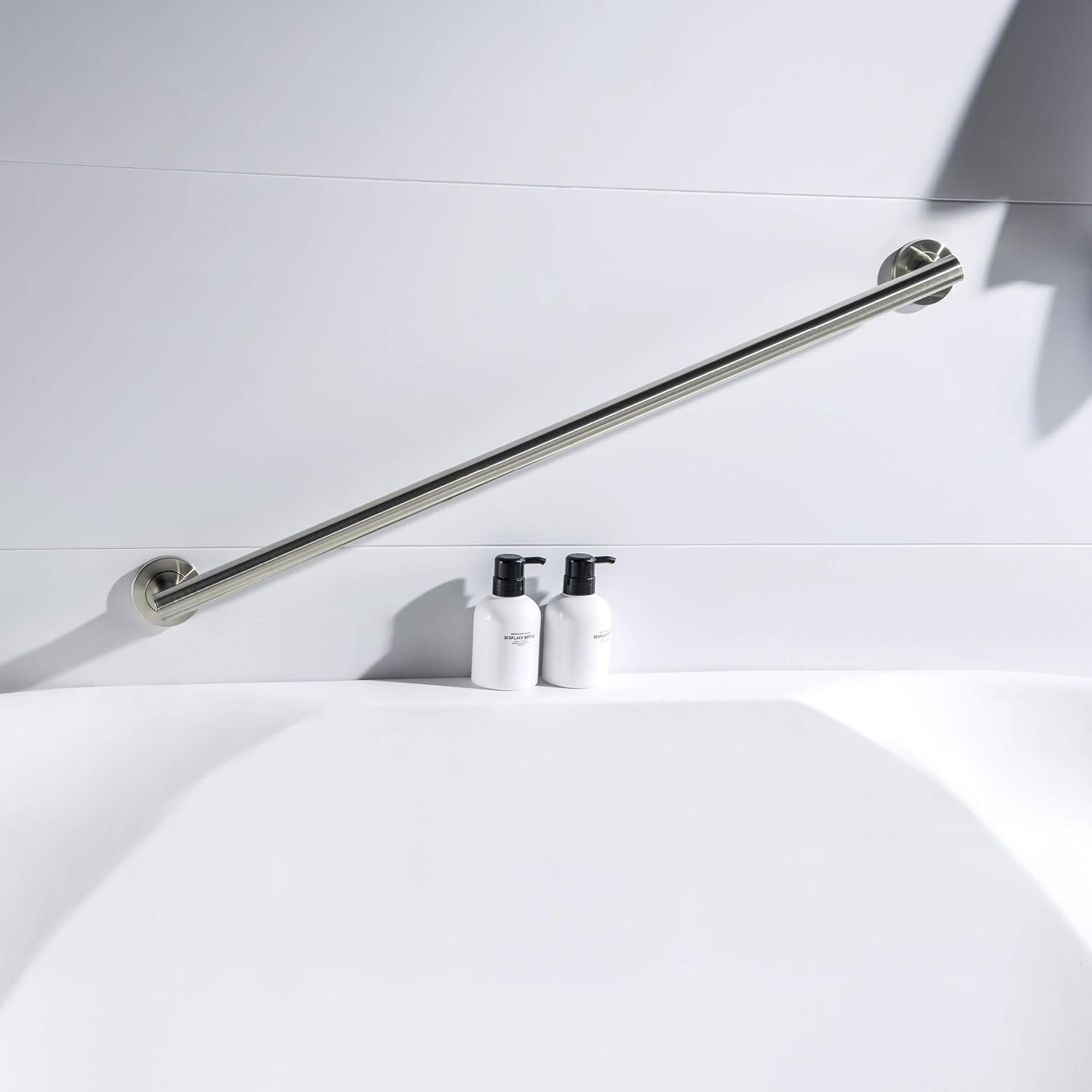 36 Inch Stainless Steel Bathroom Safety Grab Bar | Straight Shaped Grab Bar for Bathtubs and Showers, Shower Safety Grab Bars for Seniors, Wall Mounted Anti-Slip Support (Brushed Nickel, KGB1136)