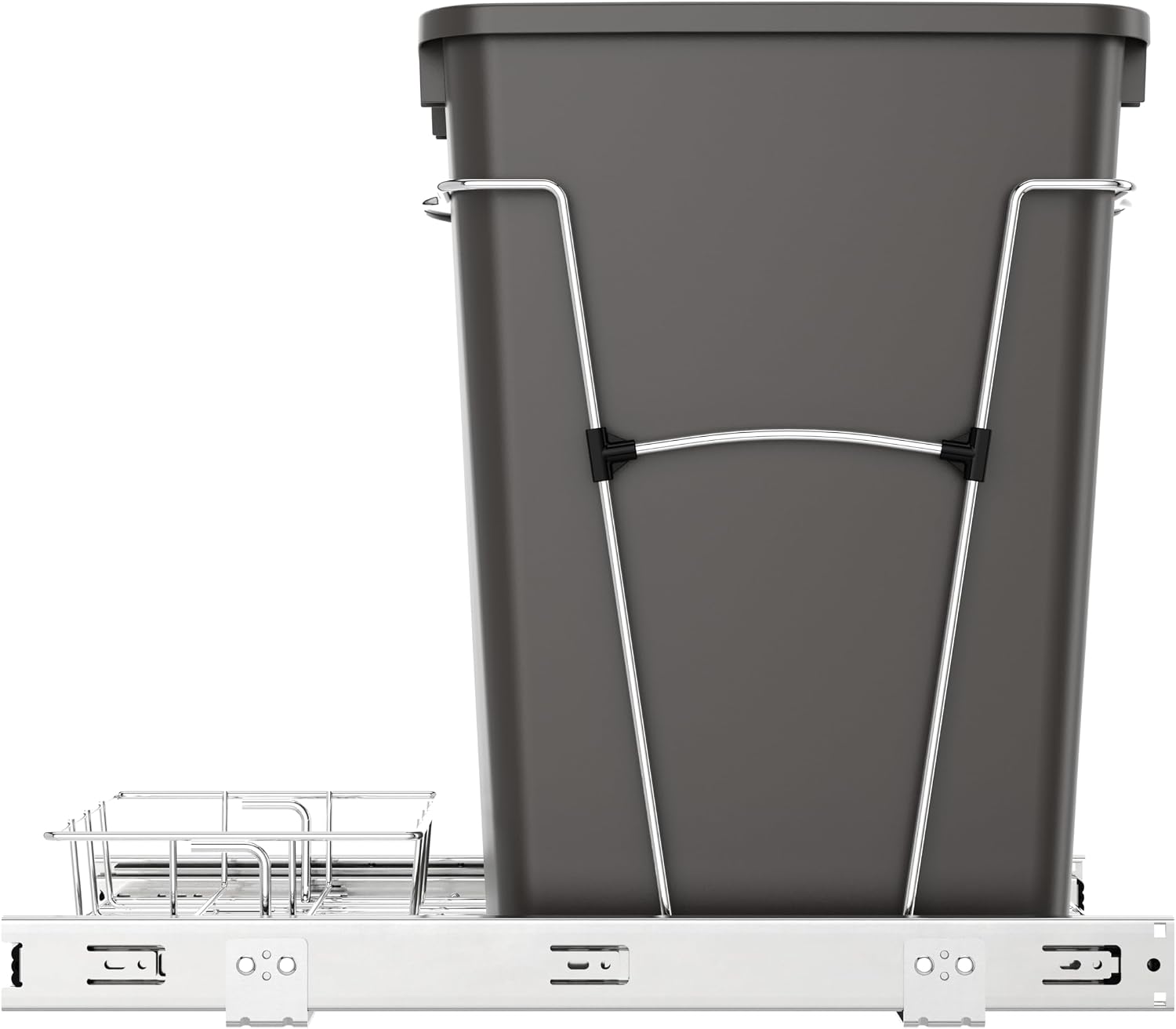 Rev-A-Shelf Pullout Trash Can for Kitchen Cabinets, Black Waste Bin, 35 Qt | Large Capacity Garbage/ Recycling Waste Container, Heavy Gauge Metal Wire Construction w/Full Extension Slides, RV-12KD-18C S