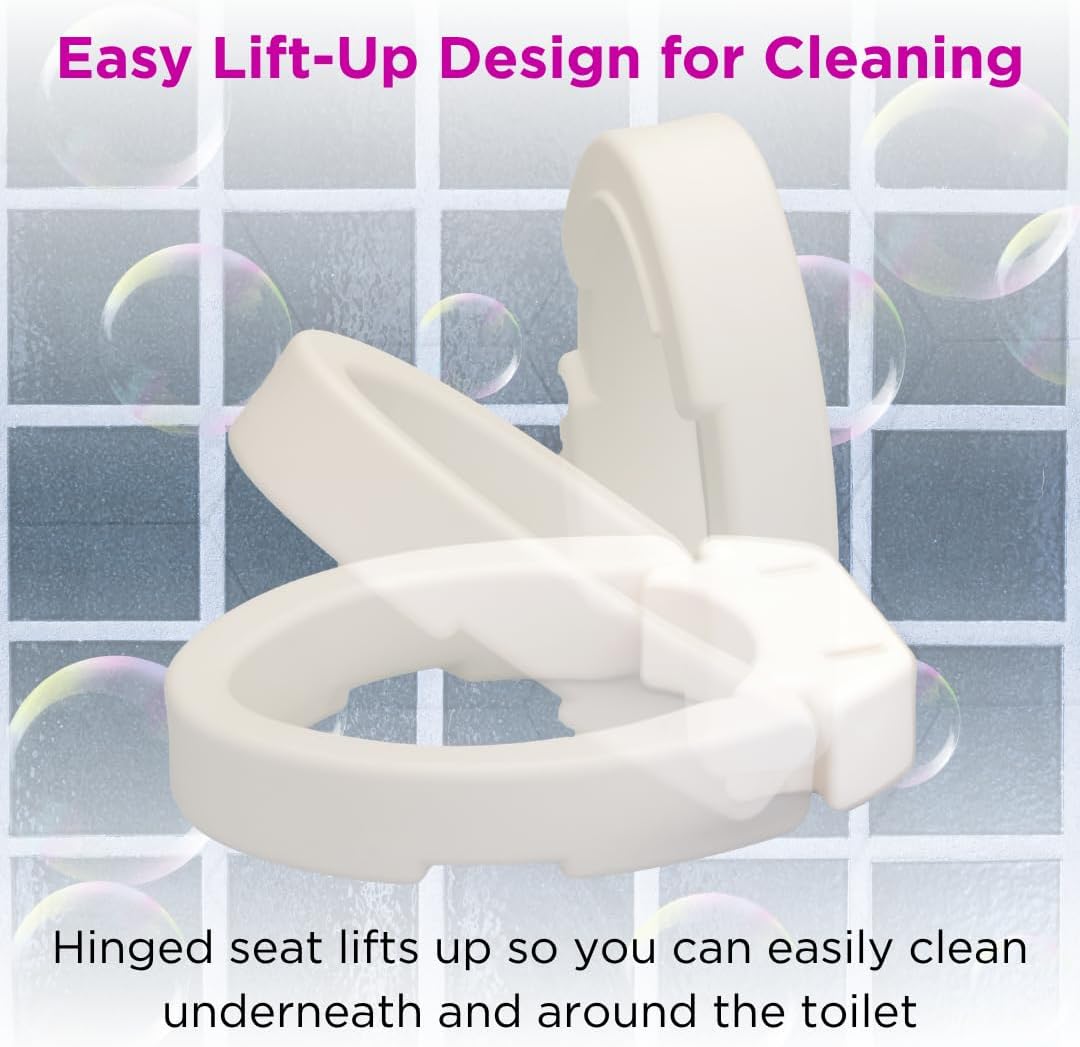 NOVA Raised Toilet Seat for Seniors & Post-Surgery Recovery – Elongated Bolt-On Under-Seat Design Uses Existing Toilet Seat & Lid, 3.5” Elevation, 300 lb Capacity, Durable Plastic, Easy Install