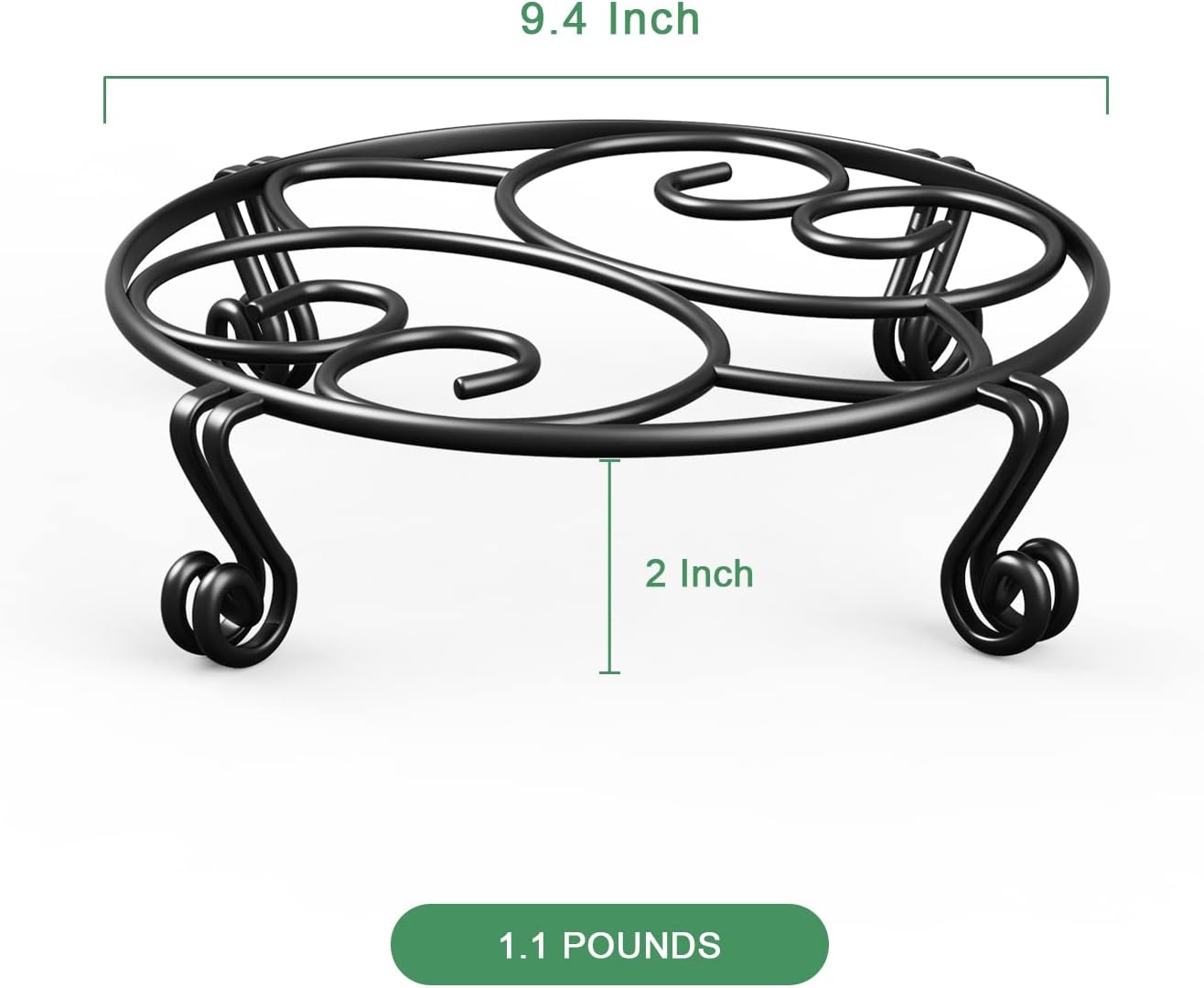 Yimobra 2 Pack Plant Stand for Flower Pot Heavy Duty Potted Holder Indoor Outdoor Metal Rustproof Iron Garden Container Round Supports Rack for