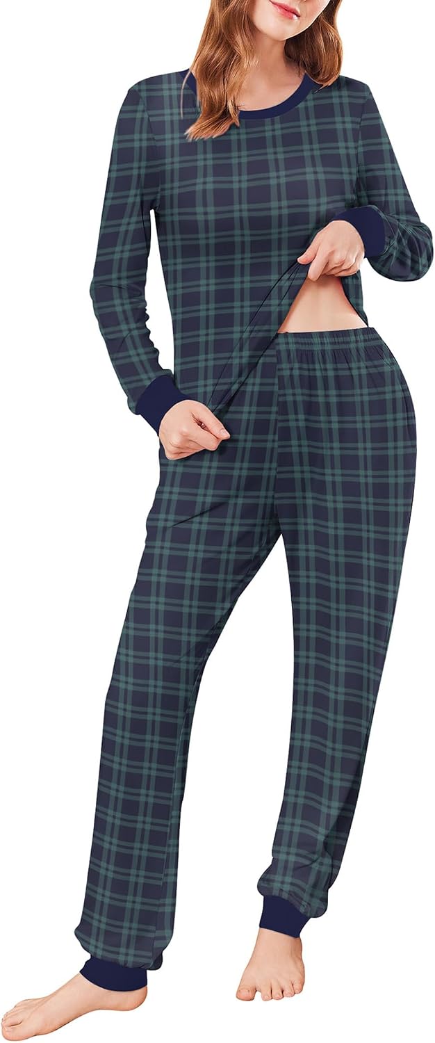 Ekouaer Womens Pajamas Sets Long Sleeve Tops with Jogger Pants