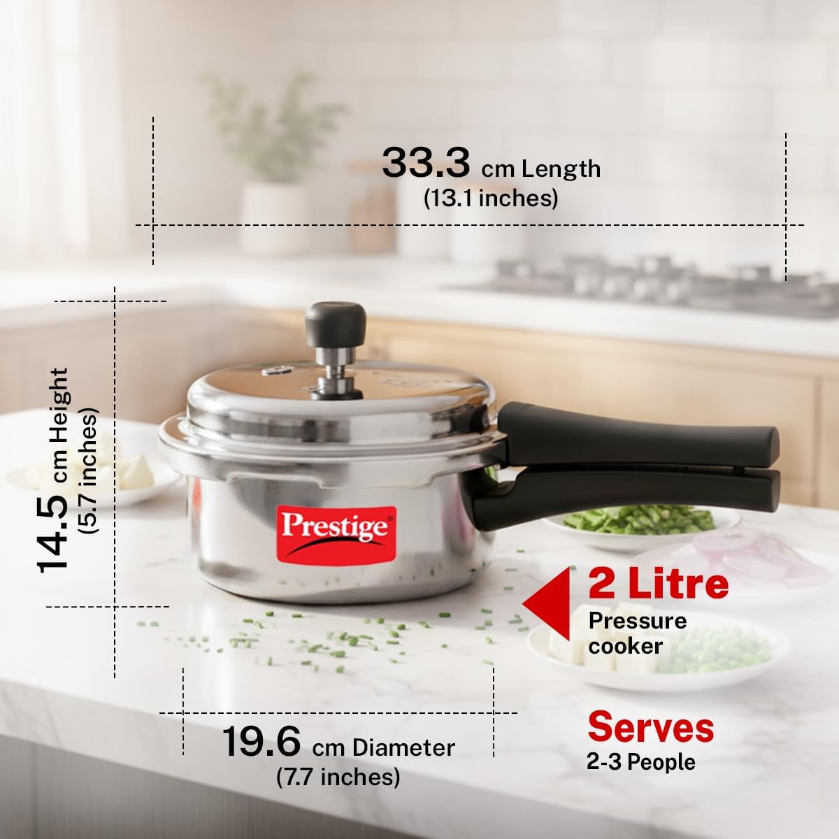 Prestige Popular Aluminum Pressure Cooker, 5 L, Silver