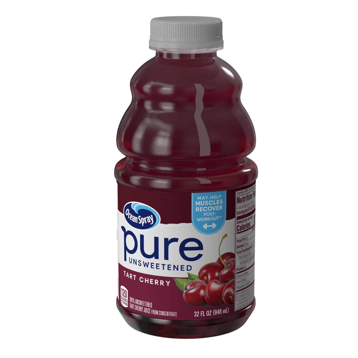Ocean Spray® Pure Unsweetened Tart Cherry, 100% Tart Cherry Juice, 32 Fl Oz Bottle