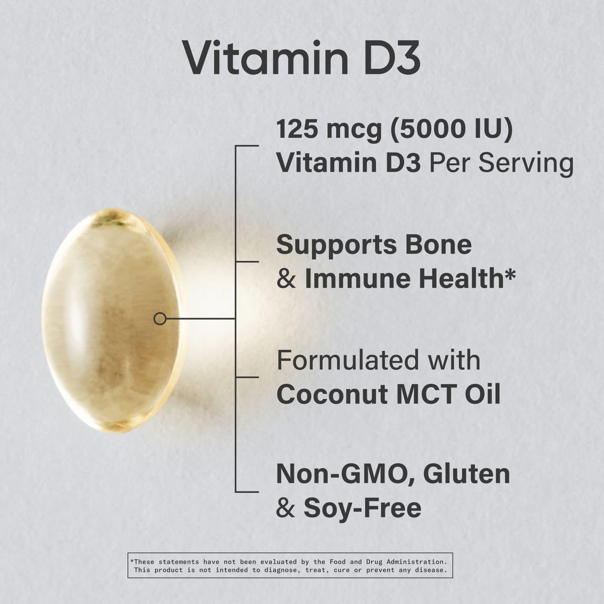 Sports Research® Vitamin D3 5000iu/125mcg with Coconut Oil, 360 Softgels | Extra Strength Vitamin D Supplement | Immune, Bone, Mood Support | Non-GMO, Soy Free - 360 Servings
