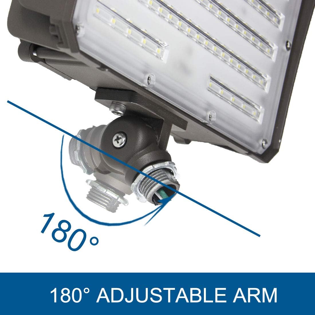DAKASON 2 Pack 100W LED Flood Light Outdoor, Dusk-to-Dawn Photocell Adjustable Knuckle Mount, 13000LM 5000K Replaces 350W HPS/MH 100-277Vac