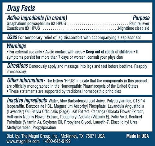 MagniLife Relaxing Legs Sublingual Tablets, 125 Count, Quick-Dissolving Homeopathic Pain Reliever & Nighttime Sleep Aid, Helps Calm Restless Legs, Discomfort & Sleepless Tossing