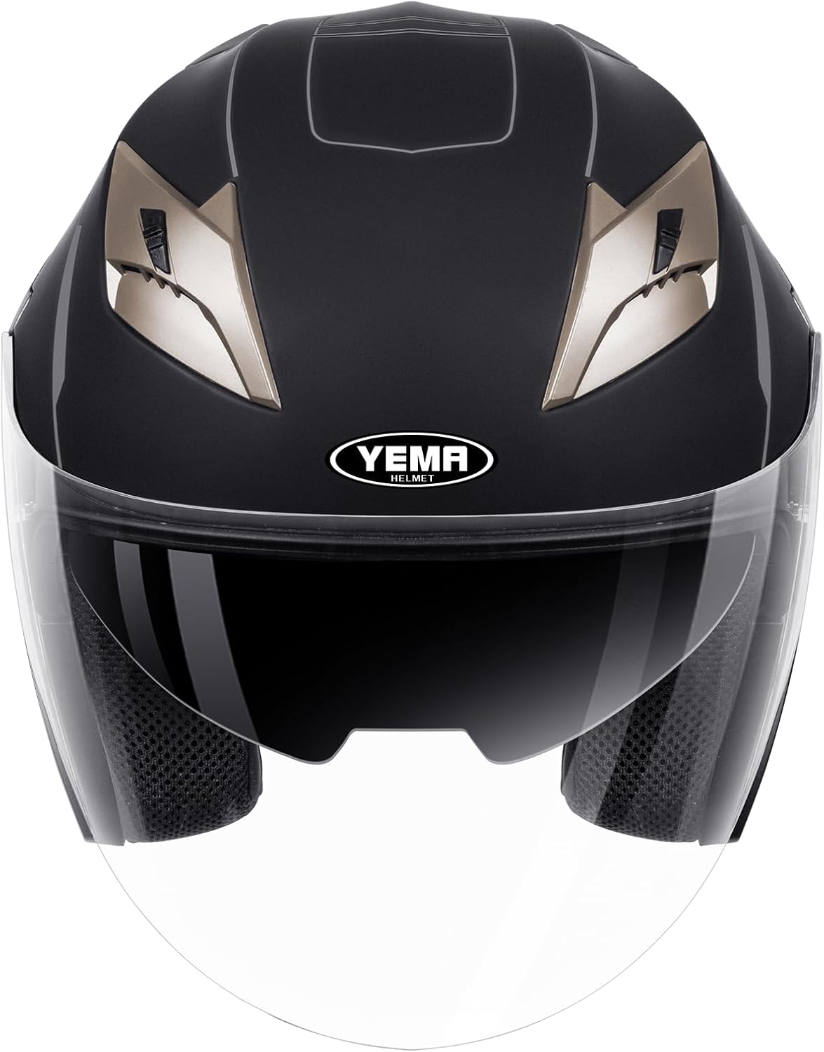 YEMA Open Face Motorcycle Helmets, DOT Approved 3/4 Moped Helmet Dual Visor Quick Release Buckle, Helmets for Adults Motorcycle Men Women Helmets for Moped Scooter Streey