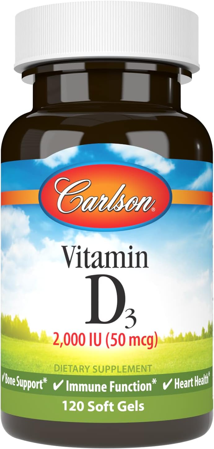 Carlson Vitamin D3, 2000 IU (50 mcg), Bone Health, 360 Softgels | Muscle Health; Cholecalciferol; Vitamin D Supplements; Vitamin D3 Soft Gels