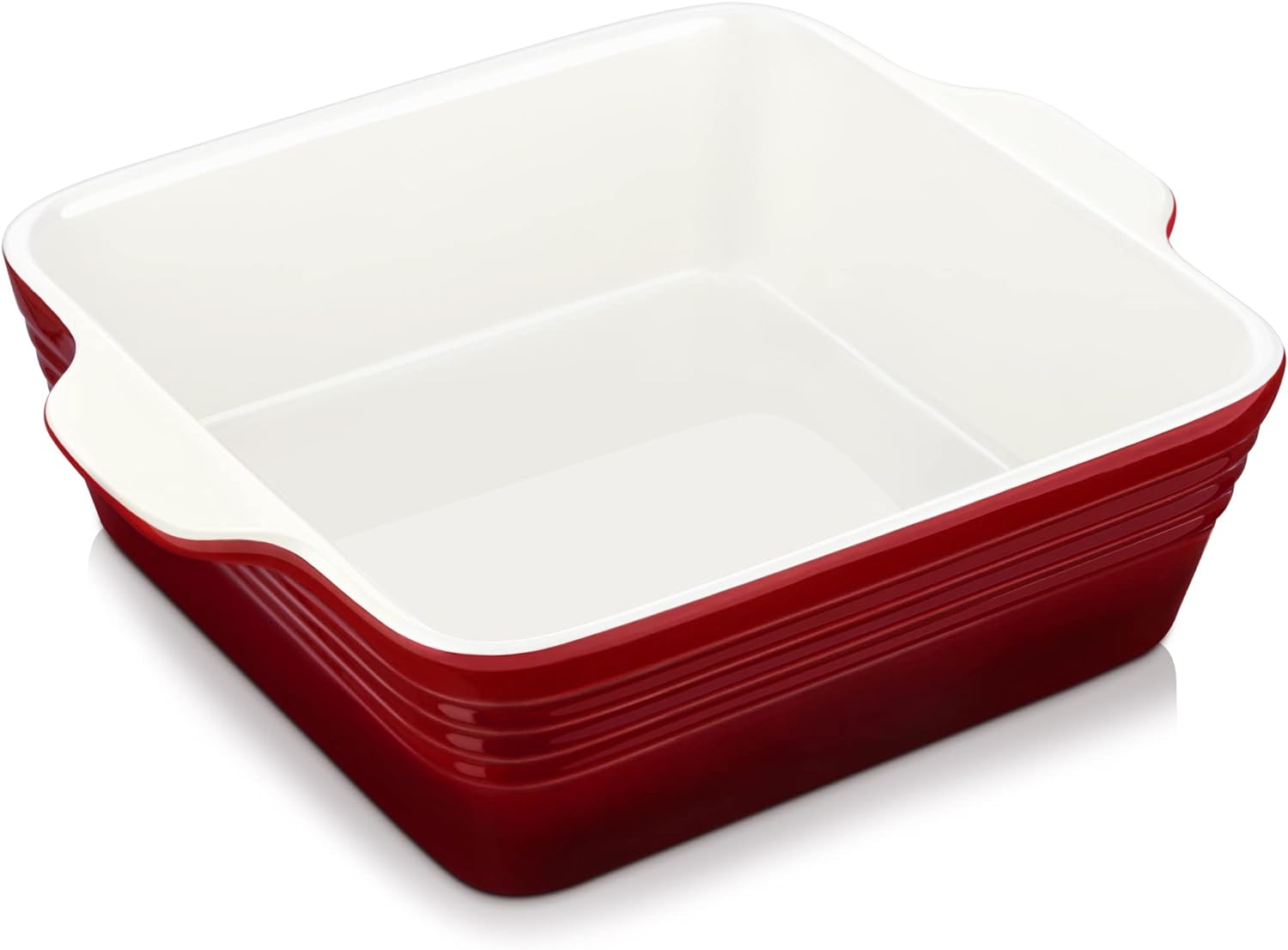 LOVECASA 8x8 inch Baking Pan, 2 Quart Square Cake Pan Baking Dish for Oven, Stoneware Brownie Pan Non-Stick, Casserole Baking Pan with Handle