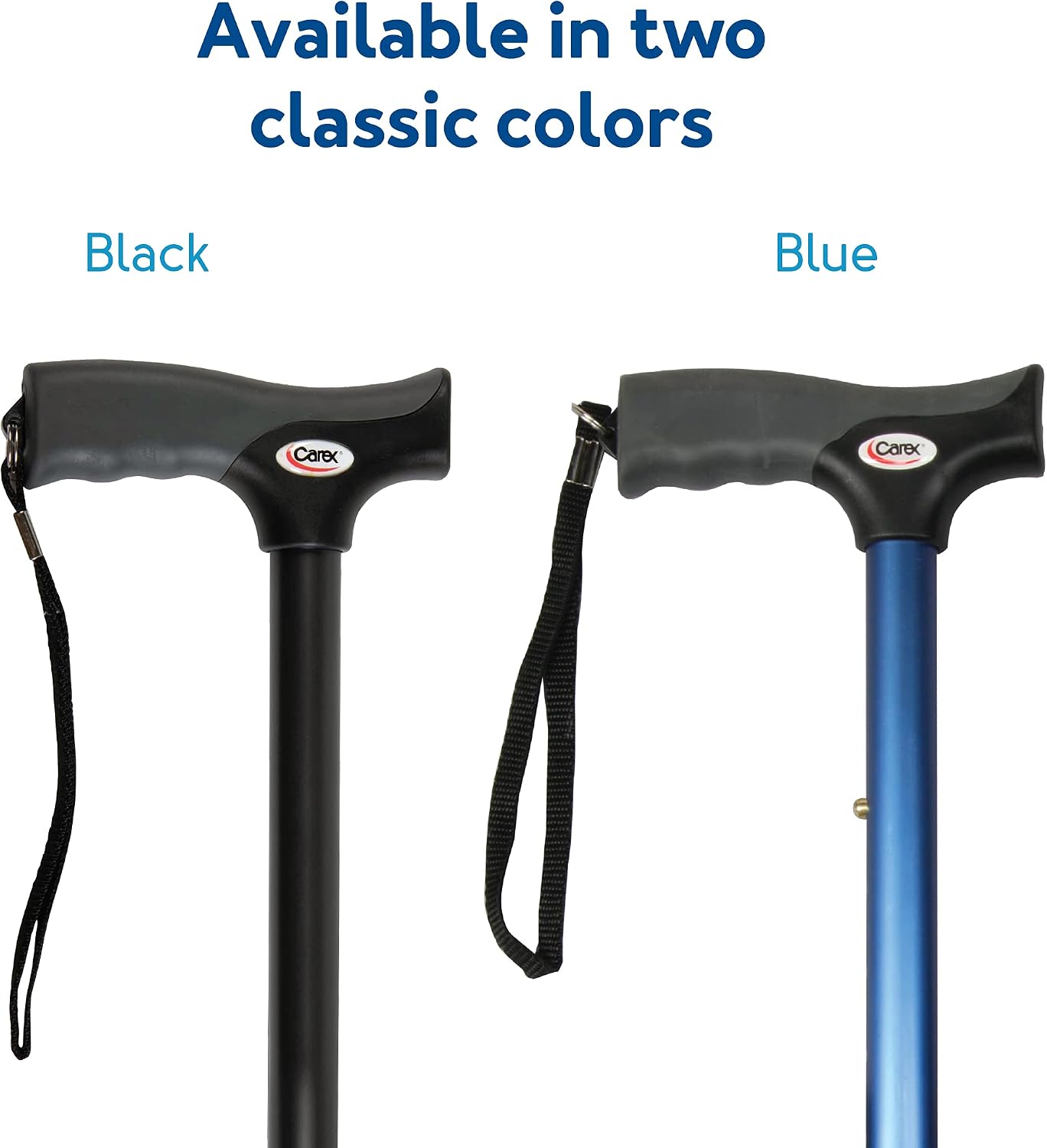 Carex Soft Grip Folding Cane - Foldable Walking Cane For Men and Women - Adjustable Height (33"-37"), Anti-Slip Rubber Tip, Soft Derby Style Ergonomic Handle, Black Cane